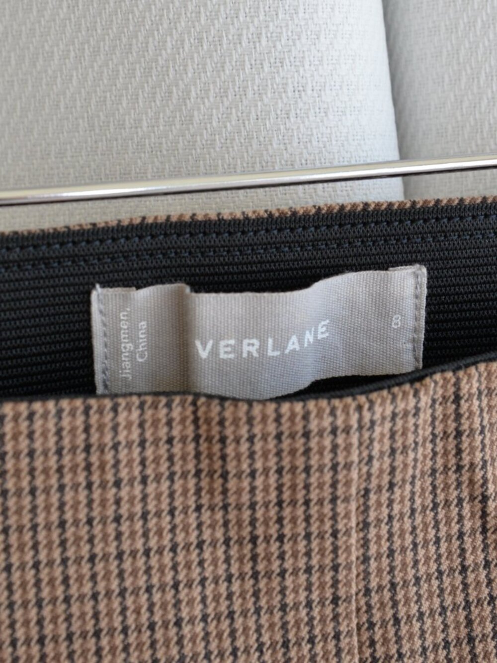 Everlane Kick Crop Work Pant Tan Houndstooth Sz 8 - Picture 4 of 7